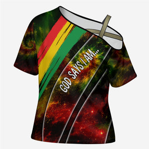 Juneteenth God Says I Am Christian Freedom Cross Shoulder Shirt Pan African Flag Colors Tie Dye Galaxy