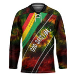 Juneteenth God Says I Am Christian Freedom Hockey Jersey Pan African Flag Colors Tie Dye Galaxy