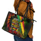 Juneteenth God Says I Am Christian Freedom Leather Tote Bag Pan African Flag Colors Tie Dye Galaxy