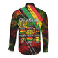 Juneteenth God Says I Am Christian Freedom Long Sleeve Button Shirt Pan African Flag Colors Tie Dye Galaxy