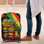 Juneteenth God Says I Am Christian Freedom Luggage Cover Pan African Flag Colors Tie Dye Galaxy