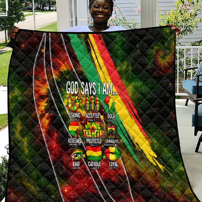 Juneteenth God Says I Am Christian Freedom Quilt Pan African Flag Colors Tie Dye Galaxy