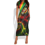 Juneteenth God Says I Am Christian Freedom Short Sleeve Bodycon Dress Pan African Flag Colors Tie Dye Galaxy