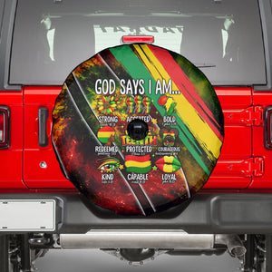 Juneteenth God Says I Am Christian Freedom Spare Tire Cover Pan African Flag Colors Tie Dye Galaxy