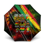 Juneteenth God Says I Am Christian Freedom Umbrella Pan African Flag Colors Tie Dye Galaxy