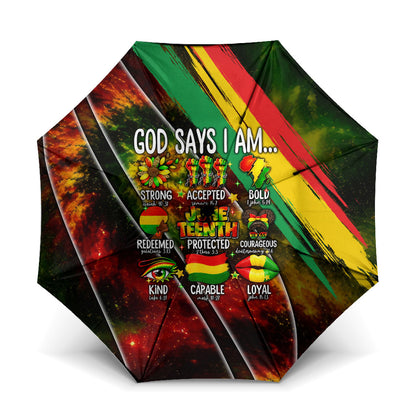 Juneteenth God Says I Am Christian Freedom Umbrella Pan African Flag Colors Tie Dye Galaxy