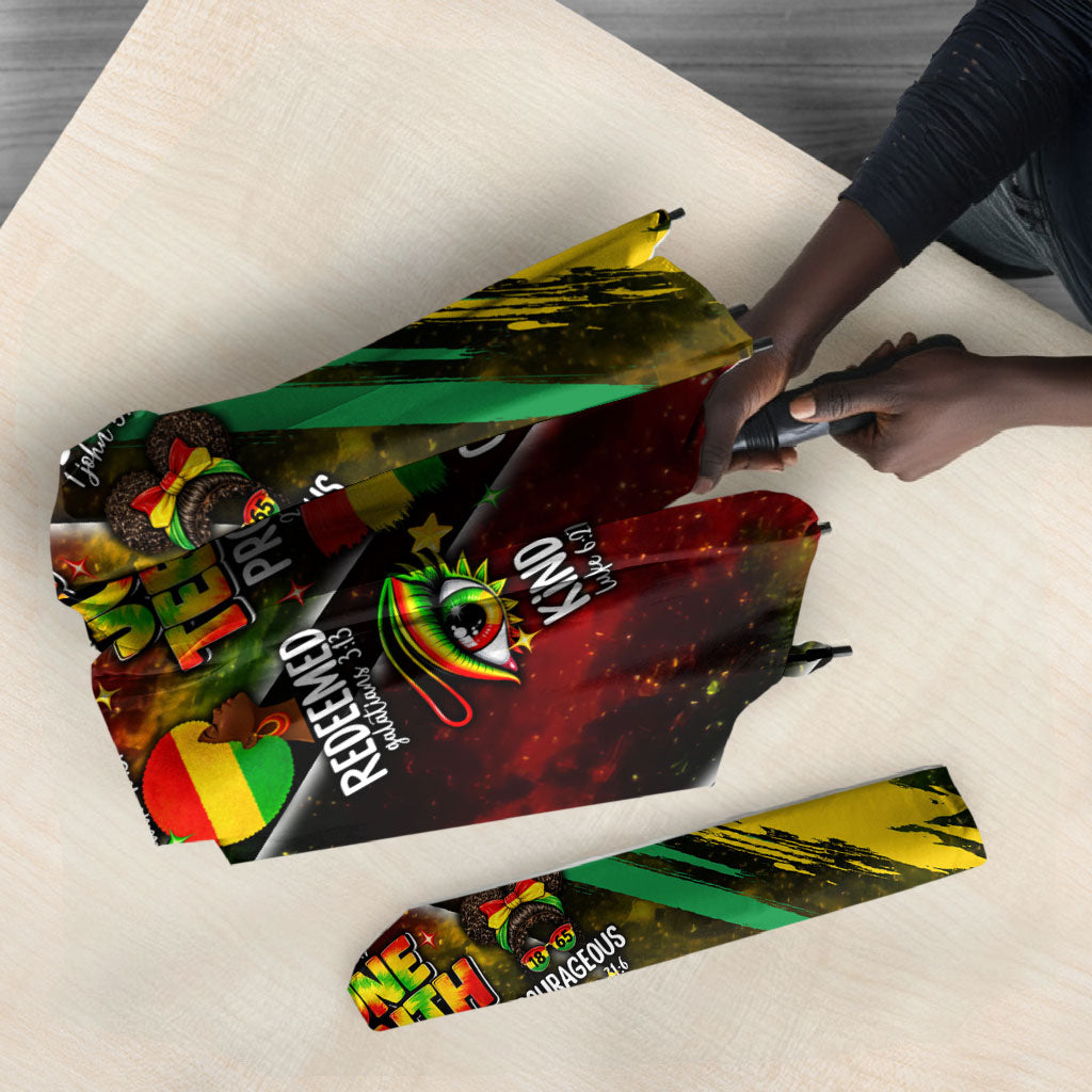 Juneteenth God Says I Am Christian Freedom Umbrella Pan African Flag Colors Tie Dye Galaxy
