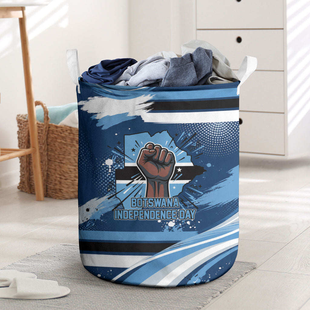 Botswana Independence Day Laundry Basket Raised Fist Map Graphic With National Coat Of Arms