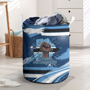 Botswana Independence Day Laundry Basket Raised Fist Map Graphic With National Coat Of Arms