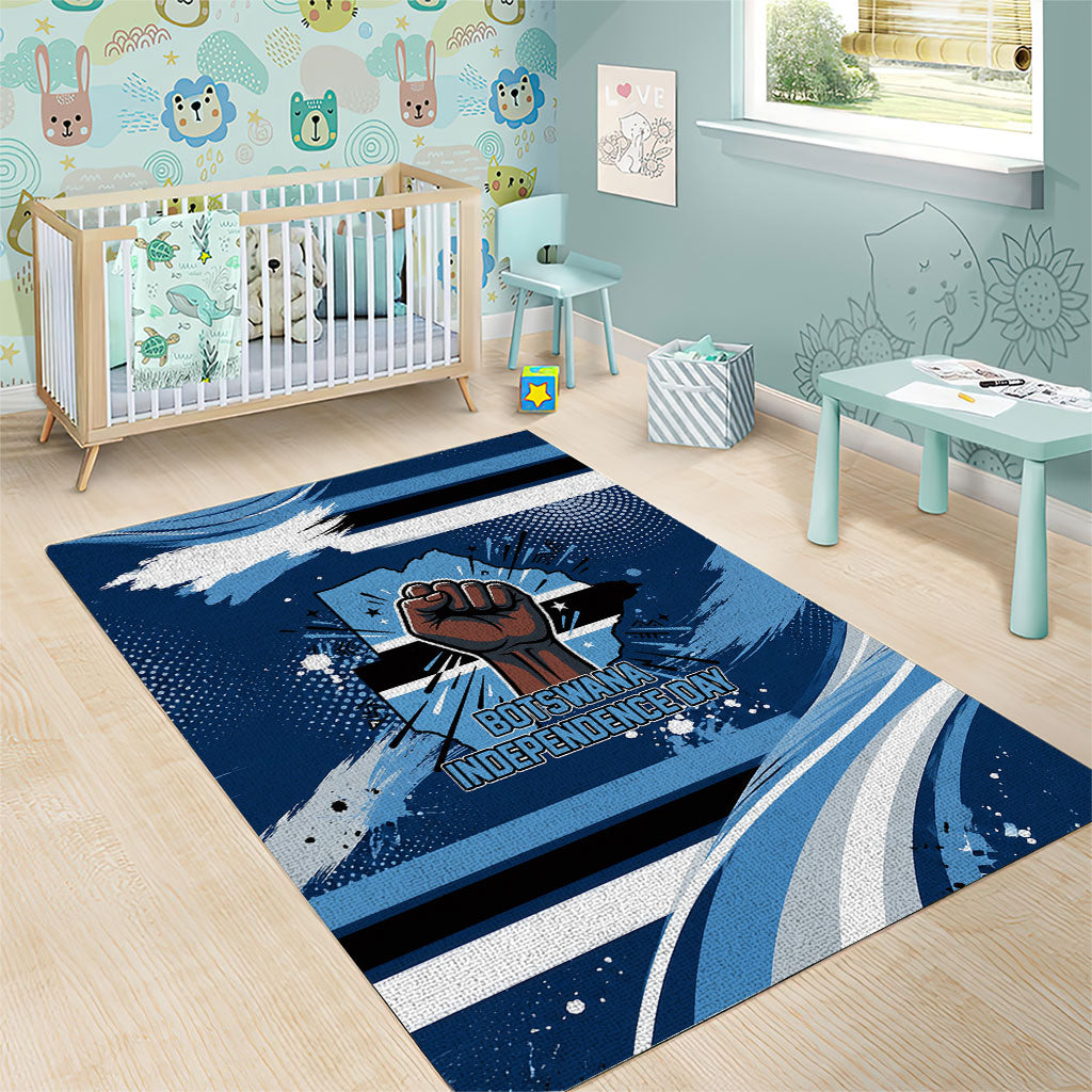 Botswana Independence Day Area Rug Raised Fist Map Graphic With National Coat Of Arms