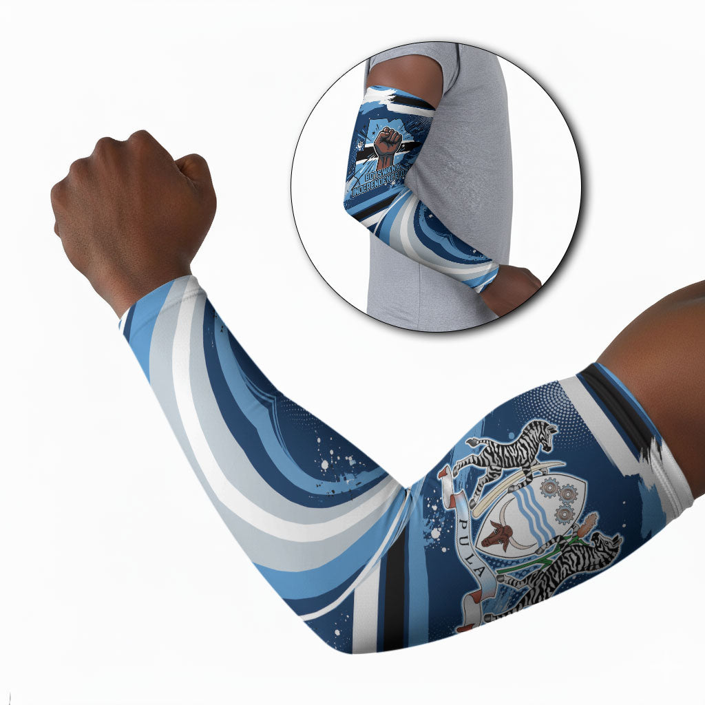 Botswana Independence Day Arm Sleeves Raised Fist Map Graphic With National Coat Of Arms