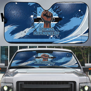 Botswana Independence Day Auto Sun Shade Raised Fist Map Graphic With National Coat Of Arms