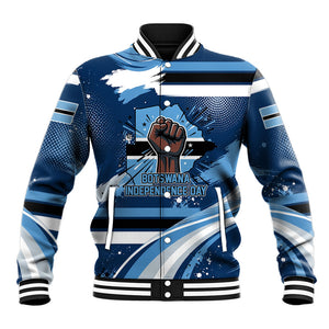 Botswana Independence Day Baseball Jacket Raised Fist Map Graphic With National Coat Of Arms