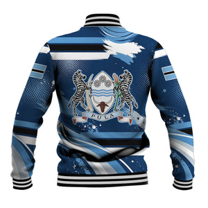 Botswana Independence Day Baseball Jacket Raised Fist Map Graphic With National Coat Of Arms