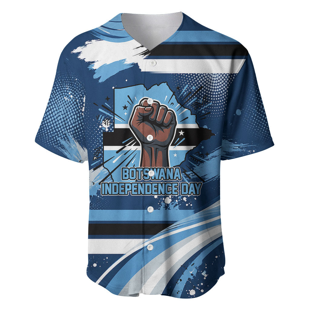Botswana Independence Day Baseball Jersey Raised Fist Map Graphic With National Coat Of Arms