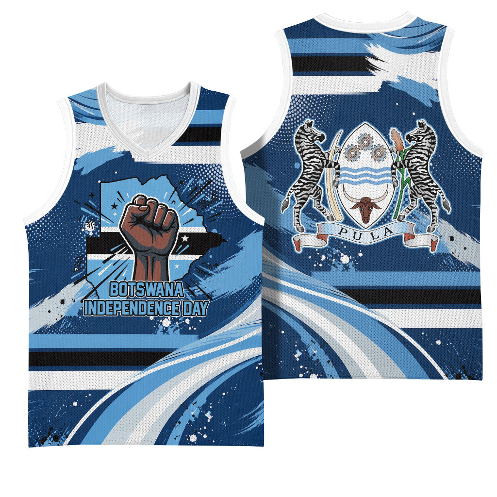 Botswana Independence Day Basketball Jersey Raised Fist Map Graphic With National Coat Of Arms