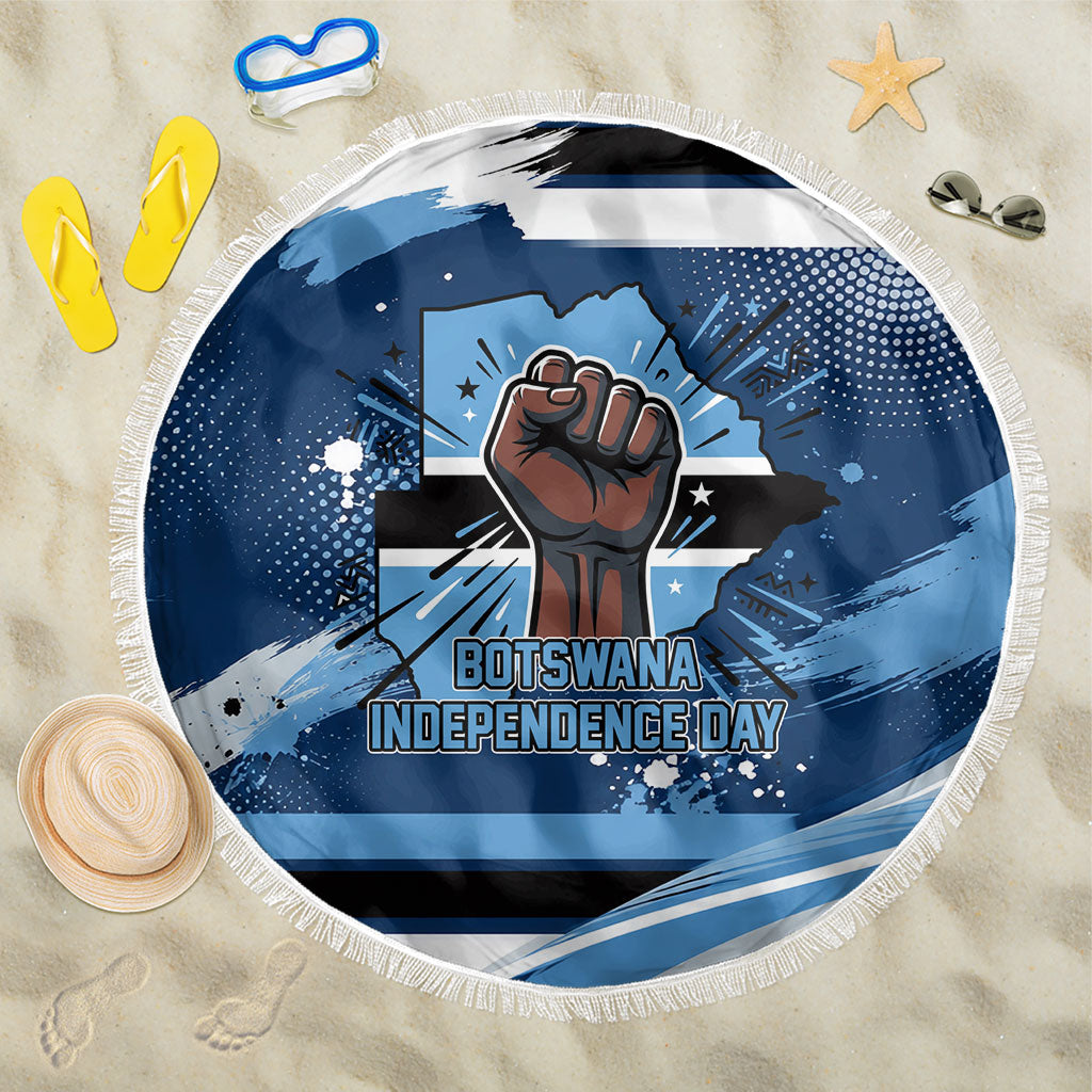 Botswana Independence Day Beach Blanket Raised Fist Map Graphic With National Coat Of Arms