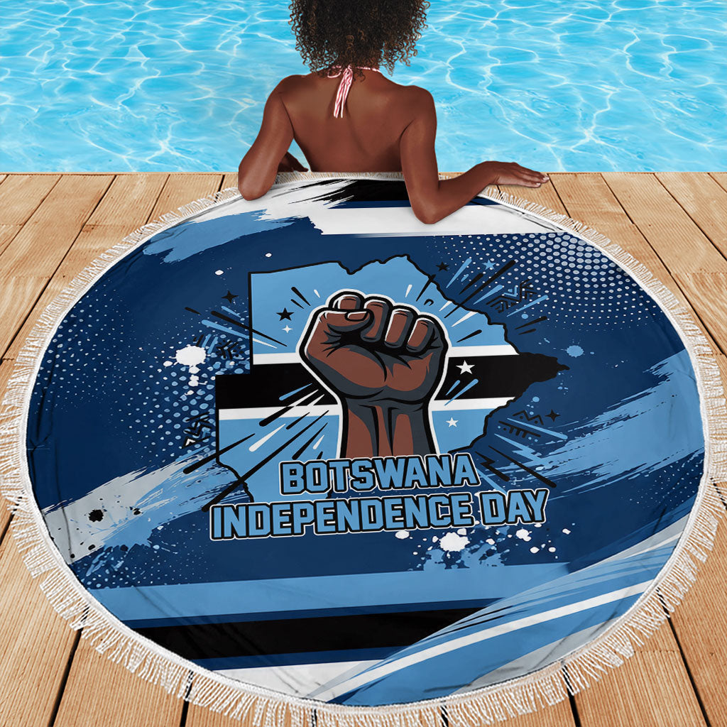 Botswana Independence Day Beach Blanket Raised Fist Map Graphic With National Coat Of Arms