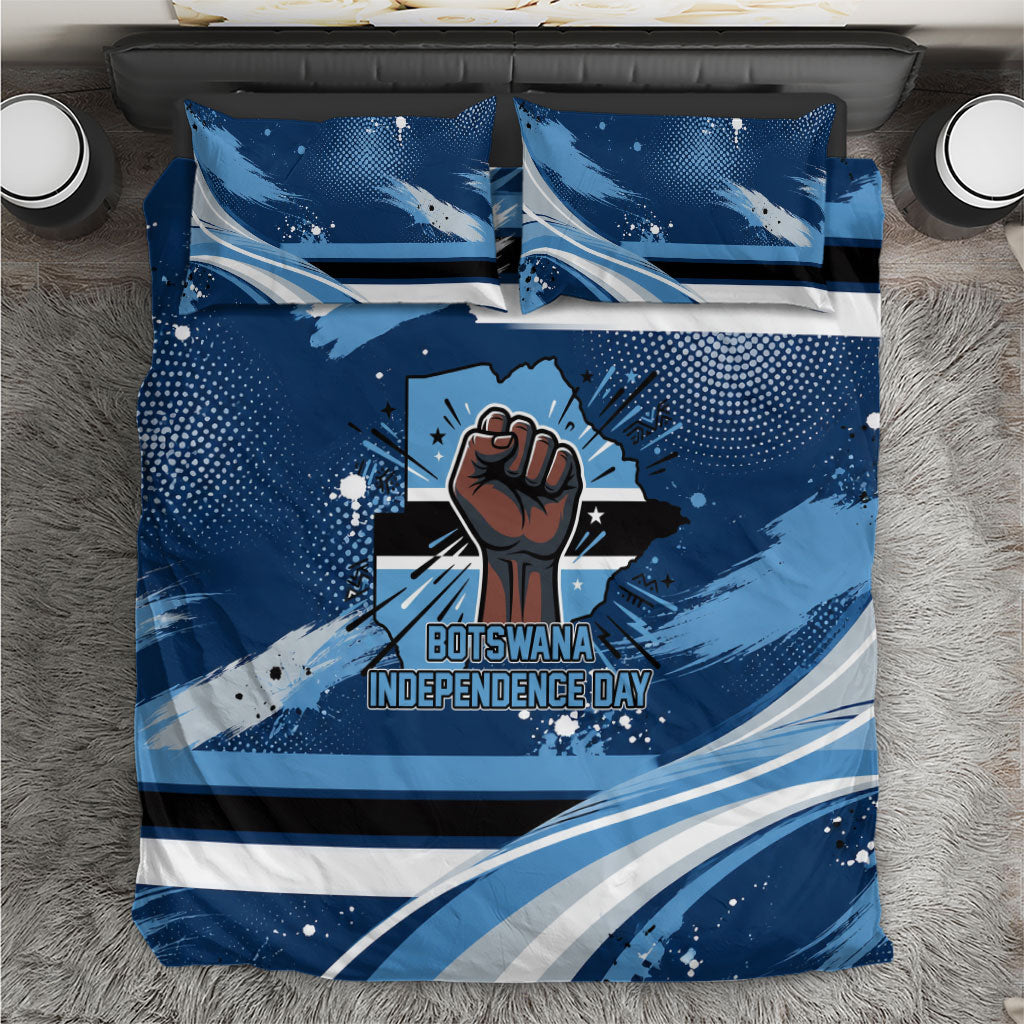 Botswana Independence Day Bedding Set Raised Fist Map Graphic With National Coat Of Arms