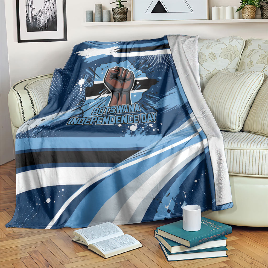 Botswana Independence Day Blanket Raised Fist Map Graphic With National Coat Of Arms