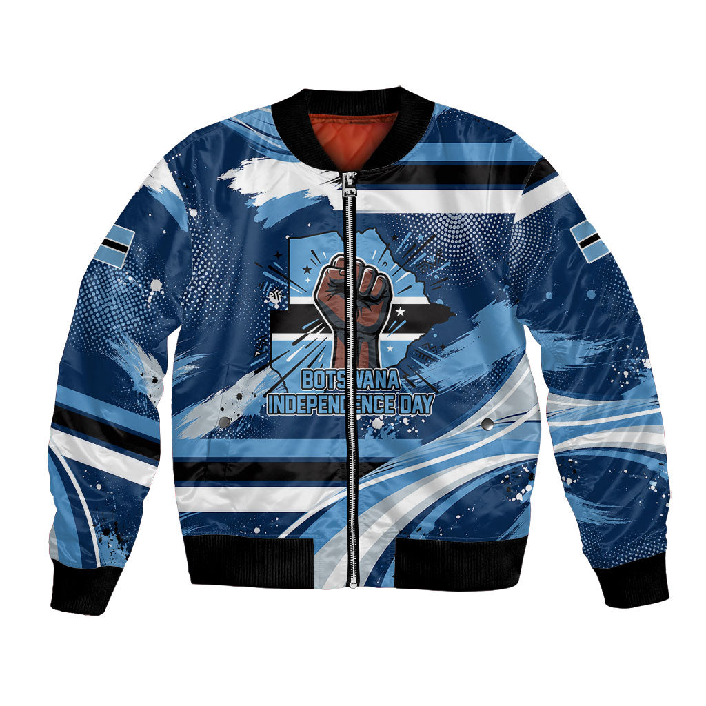 Botswana Independence Day Bomber Jacket Raised Fist Map Graphic With National Coat Of Arms