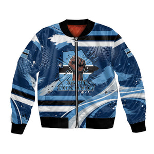 Botswana Independence Day Bomber Jacket Raised Fist Map Graphic With National Coat Of Arms