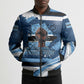 Botswana Independence Day Bomber Puffer Jacket Raised Fist Map Graphic With National Coat Of Arms