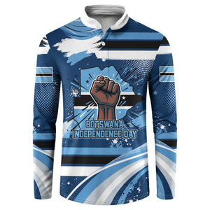 Botswana Independence Day Button Sweatshirt Raised Fist Map Graphic With National Coat Of Arms