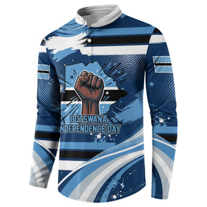 Botswana Independence Day Button Sweatshirt Raised Fist Map Graphic With National Coat Of Arms