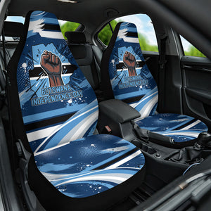Botswana Independence Day Car Seat Cover Raised Fist Map Graphic With National Coat Of Arms