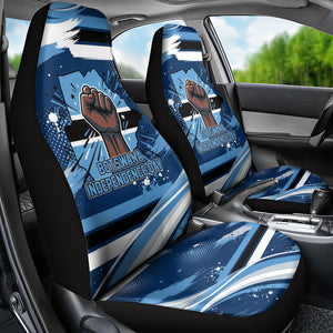 Botswana Independence Day Car Seat Cover Raised Fist Map Graphic With National Coat Of Arms