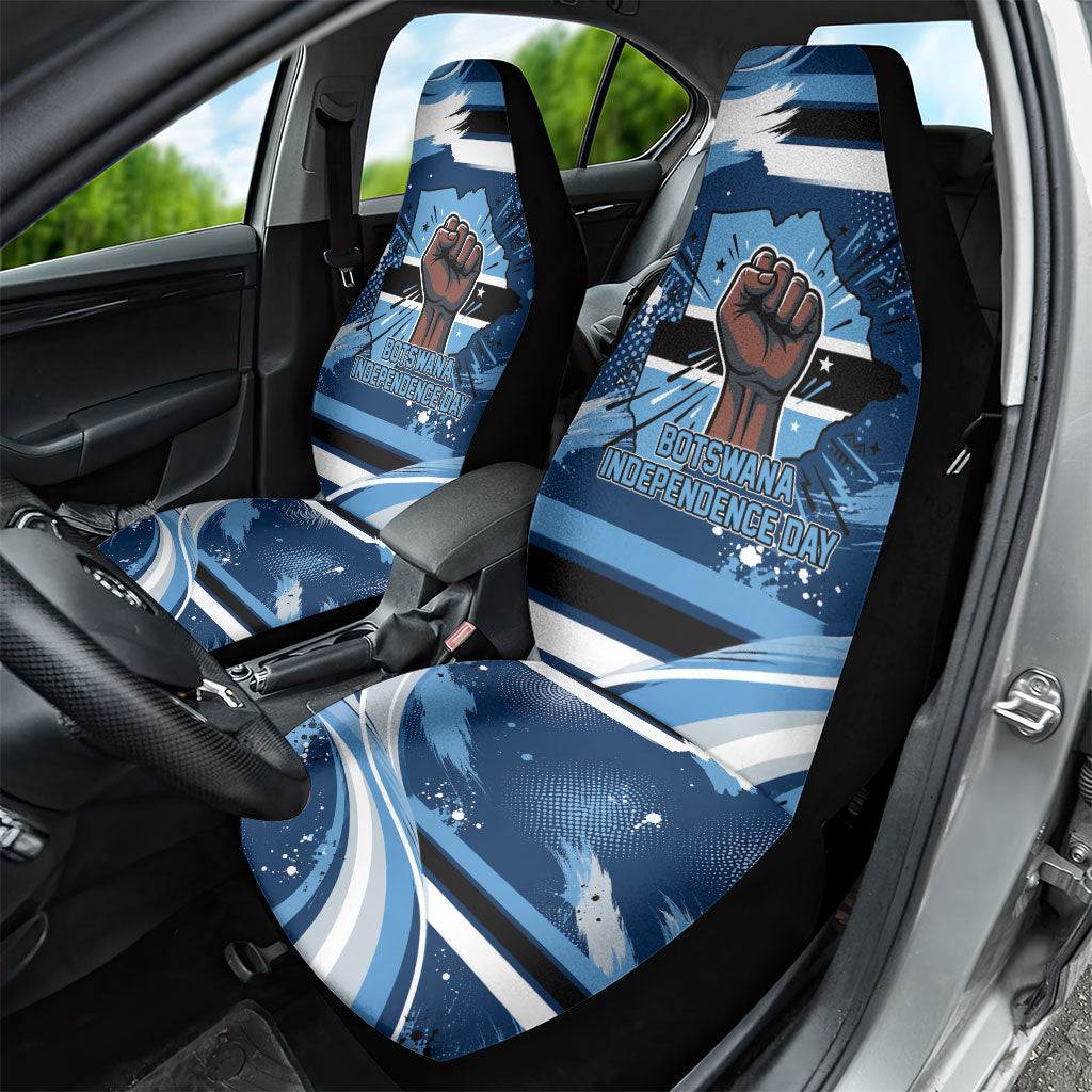 Botswana Independence Day Car Seat Cover Raised Fist Map Graphic With National Coat Of Arms
