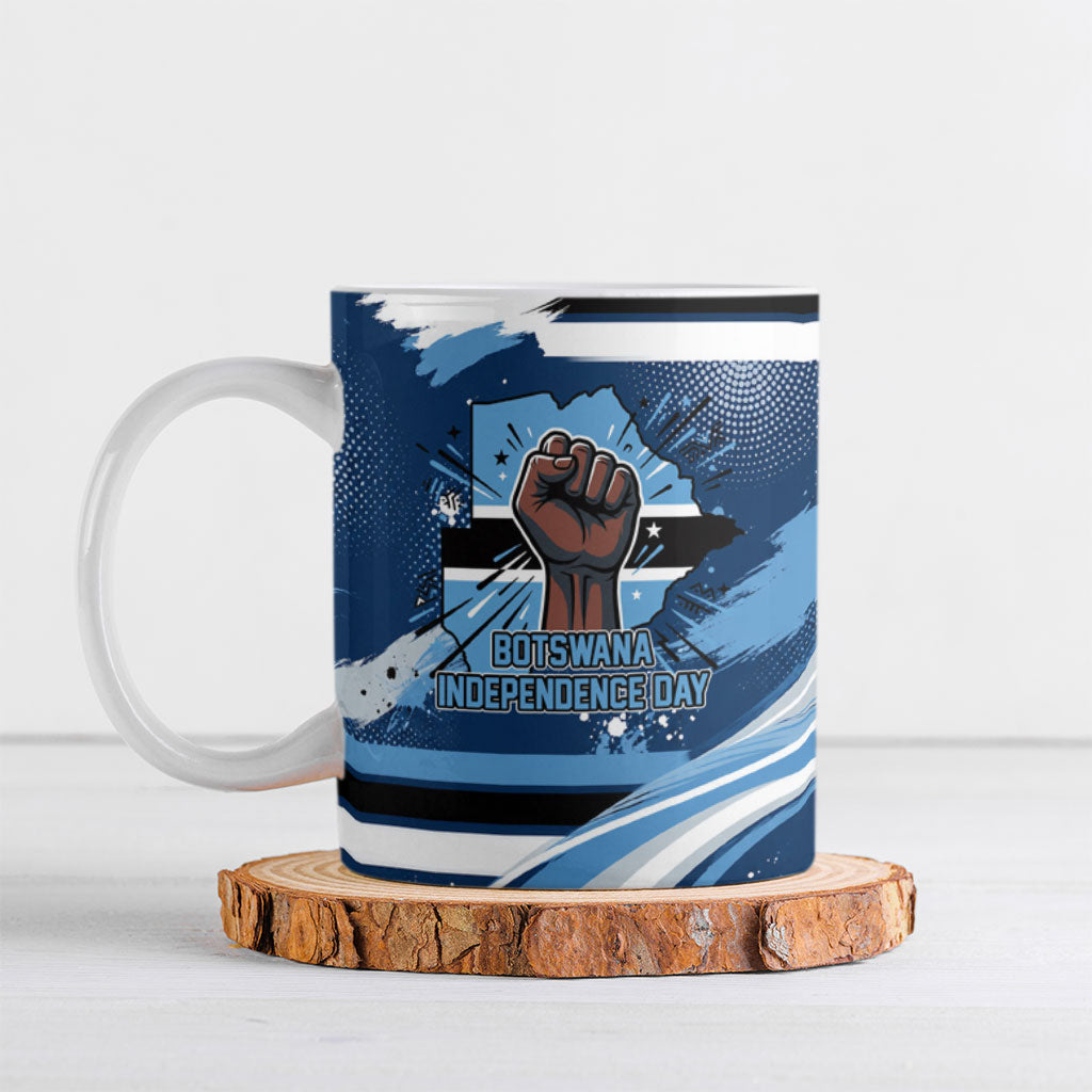 Botswana Independence Day Ceramic Mug Raised Fist Map Graphic With National Coat Of Arms