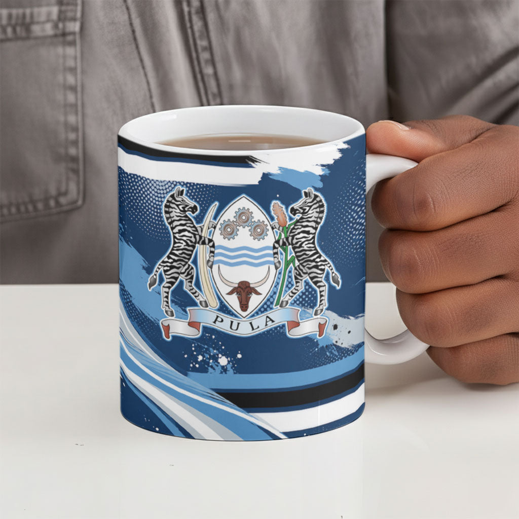 Botswana Independence Day Ceramic Mug Raised Fist Map Graphic With National Coat Of Arms