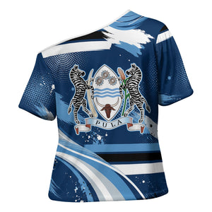 Botswana Independence Day Cross Shoulder Shirt Raised Fist Map Graphic With National Coat Of Arms