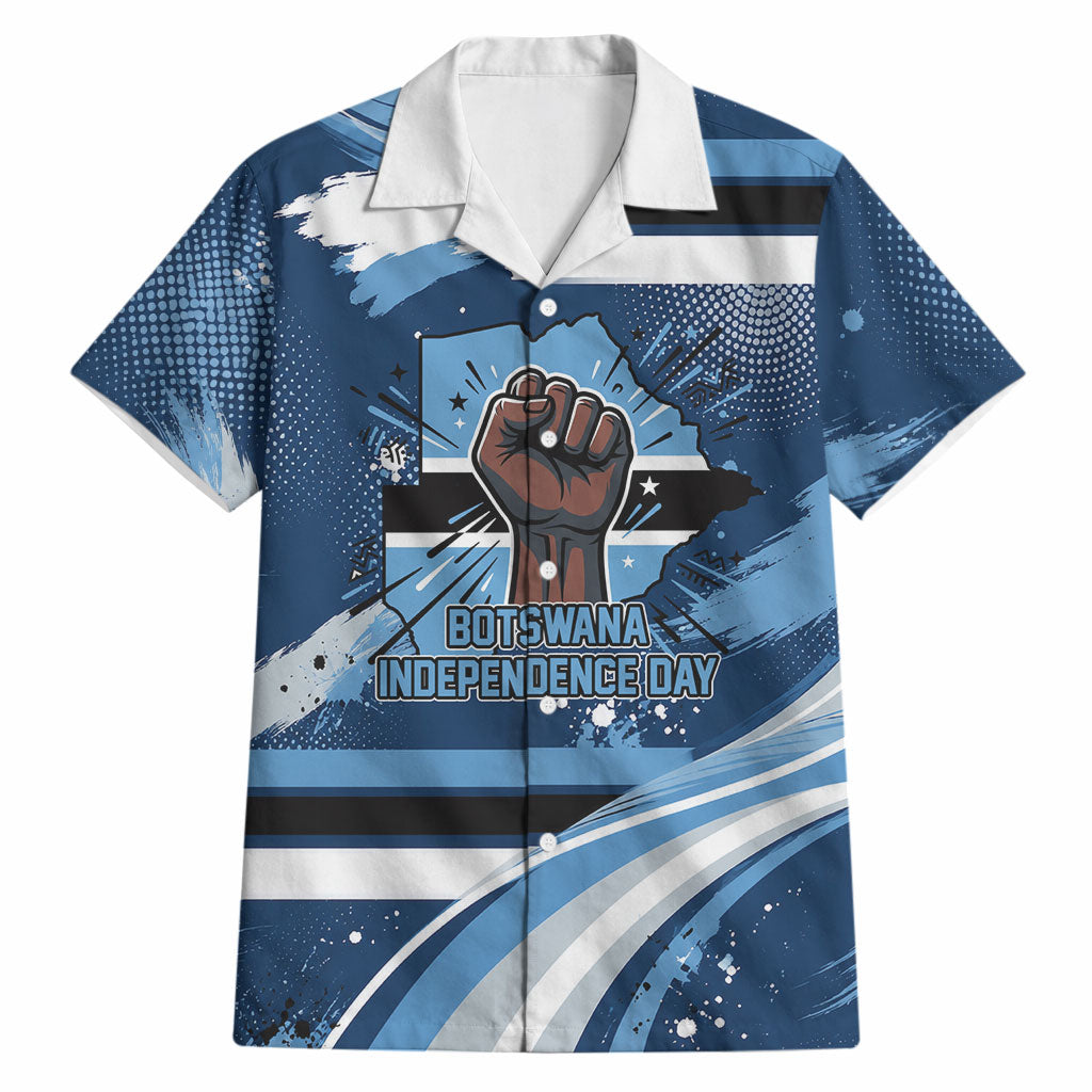 Botswana Independence Day Hawaiian Shirt Raised Fist Map Graphic With National Coat Of Arms