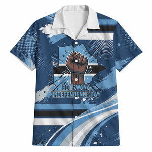 Botswana Independence Day Hawaiian Shirt Raised Fist Map Graphic With National Coat Of Arms