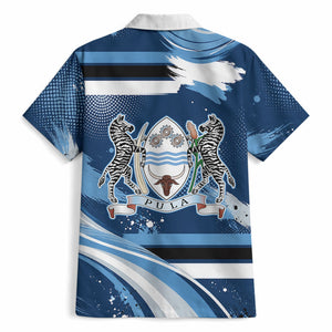 Botswana Independence Day Hawaiian Shirt Raised Fist Map Graphic With National Coat Of Arms