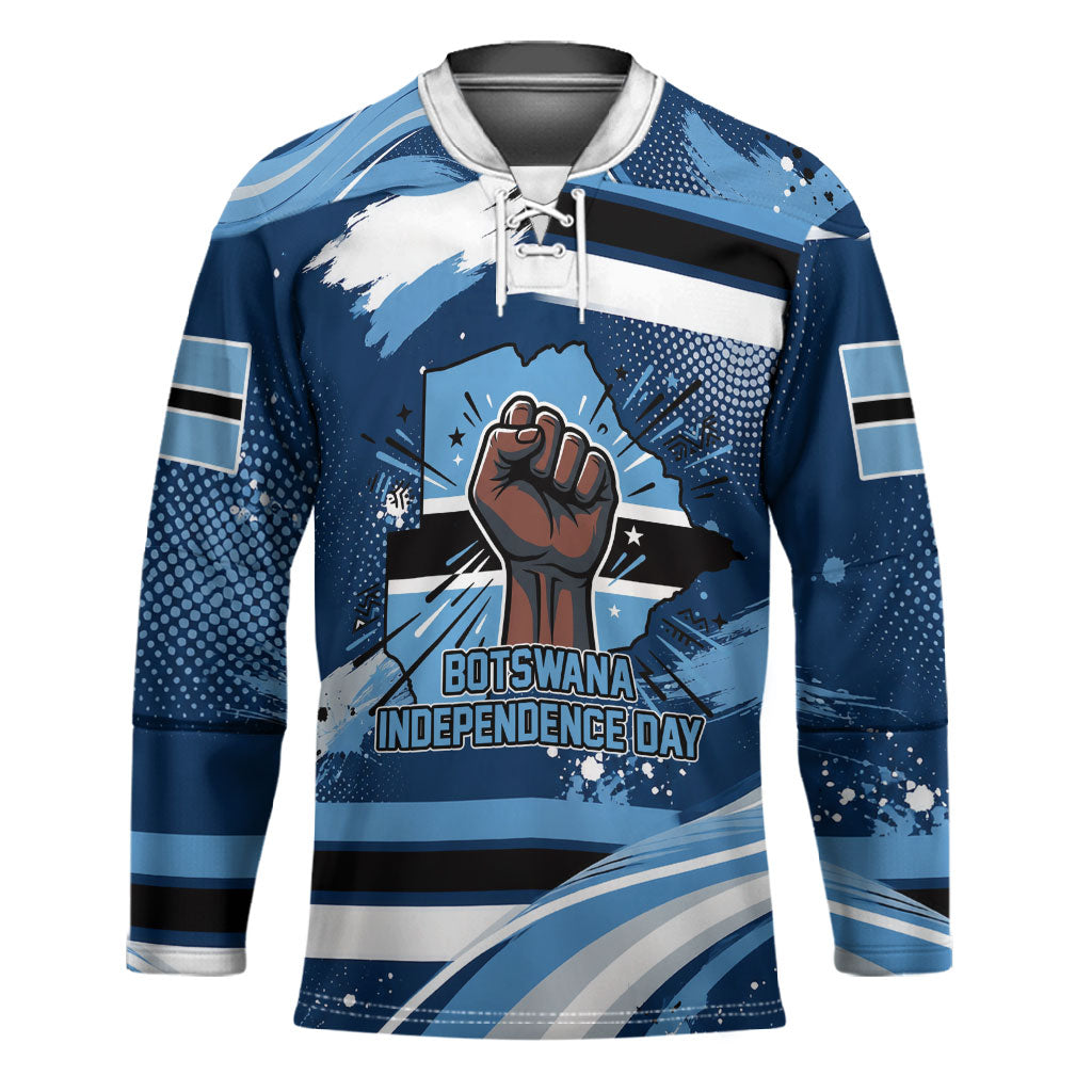 Botswana Independence Day Hockey Jersey Raised Fist Map Graphic With National Coat Of Arms
