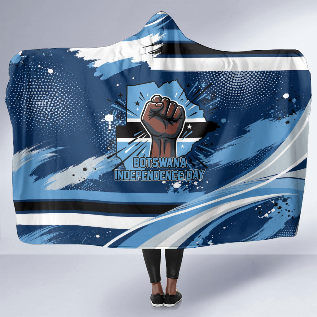 Botswana Independence Day Hooded Blanket Raised Fist Map Graphic With National Coat Of Arms