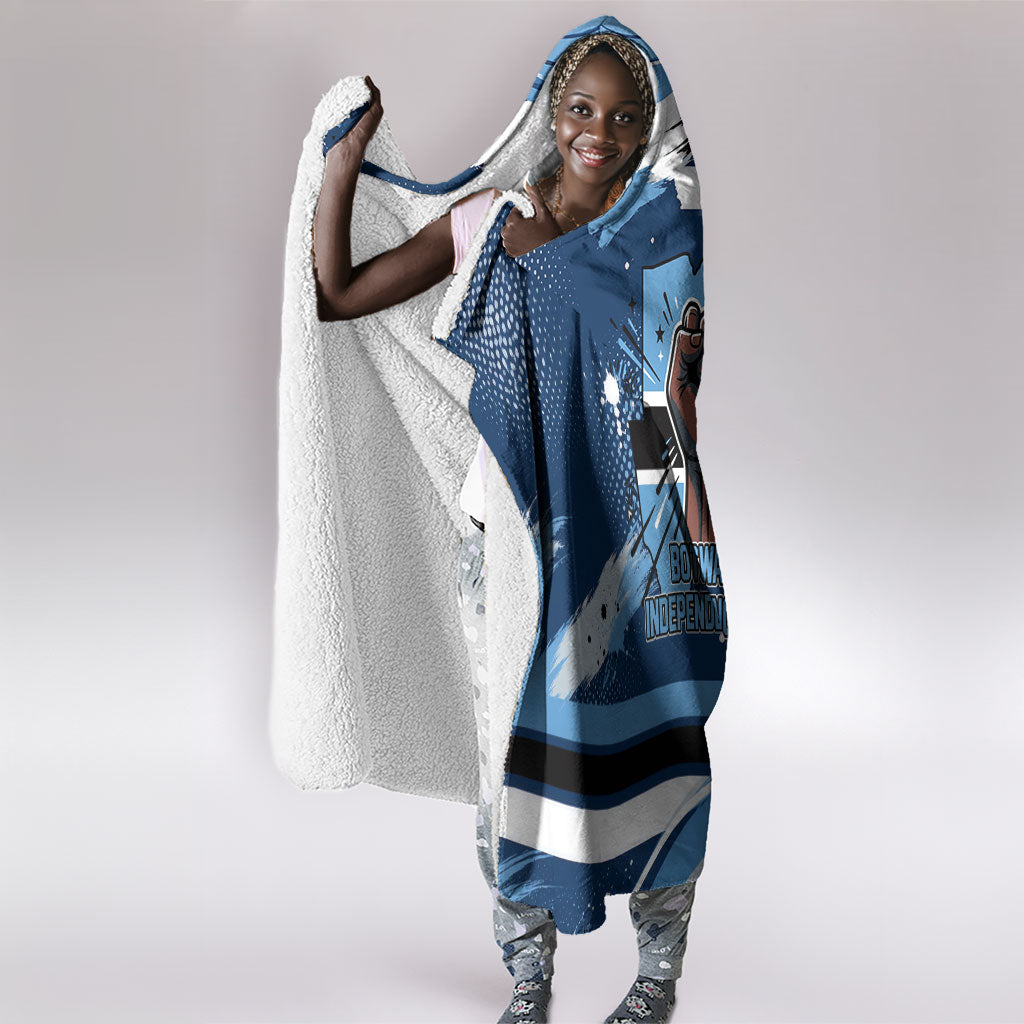 Botswana Independence Day Hooded Blanket Raised Fist Map Graphic With National Coat Of Arms