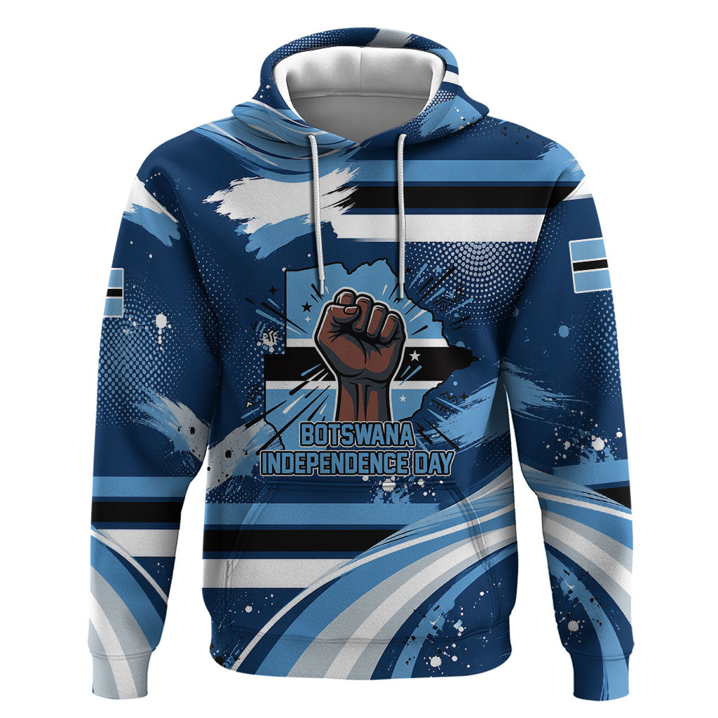 Botswana Independence Day Hoodie Raised Fist Map Graphic With National Coat Of Arms