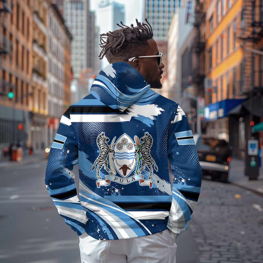 Botswana Independence Day Hoodie Raised Fist Map Graphic With National Coat Of Arms
