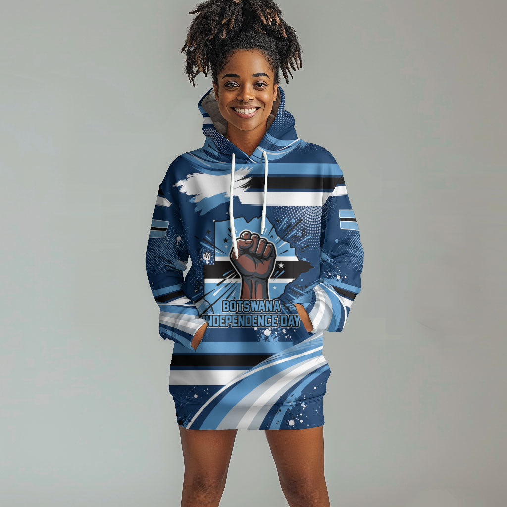 Botswana Independence Day Hoodie Dress Raised Fist Map Graphic With National Coat Of Arms