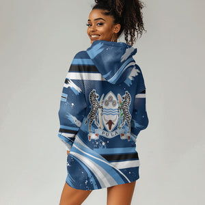 Botswana Independence Day Hoodie Dress Raised Fist Map Graphic With National Coat Of Arms