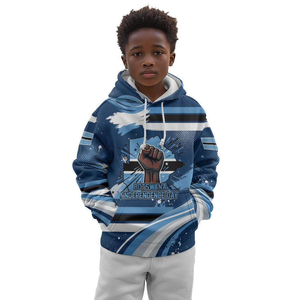 Botswana Independence Day Kid Hoodie Raised Fist Map Graphic With National Coat Of Arms