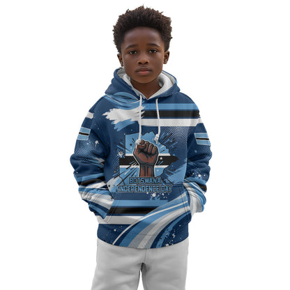 Botswana Independence Day Kid Hoodie Raised Fist Map Graphic With National Coat Of Arms