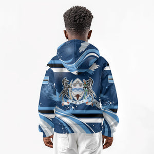 Botswana Independence Day Kid Hoodie Raised Fist Map Graphic With National Coat Of Arms