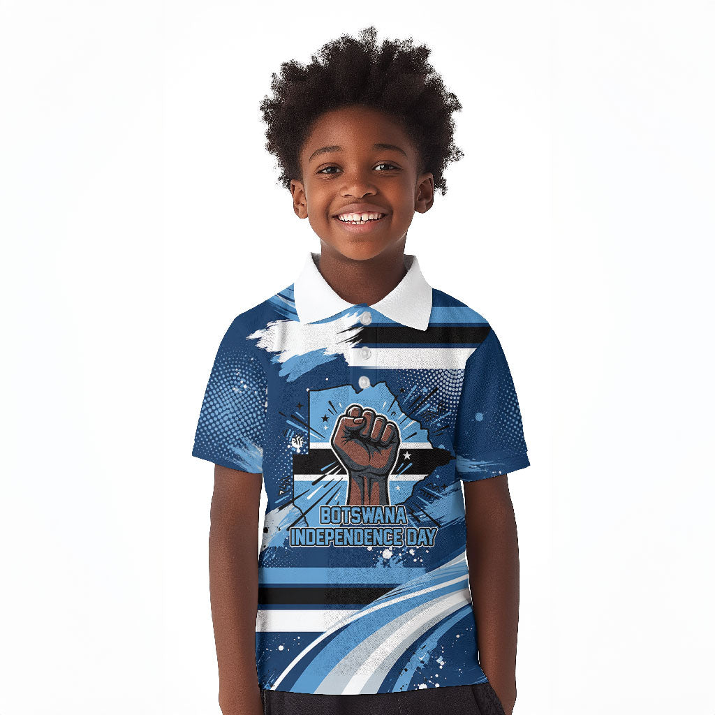 Botswana Independence Day Kid Polo Shirt Raised Fist Map Graphic With National Coat Of Arms