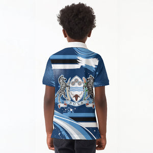 Botswana Independence Day Kid Polo Shirt Raised Fist Map Graphic With National Coat Of Arms
